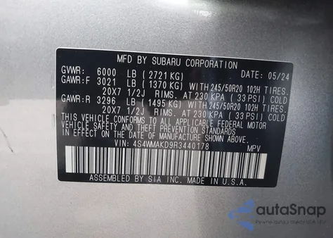 2024 Subaru Ascent Onyx Edition Limited 7-Passenger from USA, damaged, VIN 4S4WMAKD9R3440178